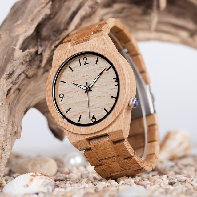 D27 Natural All Bamboo Wood Watches Top - The Distinguished Man Store