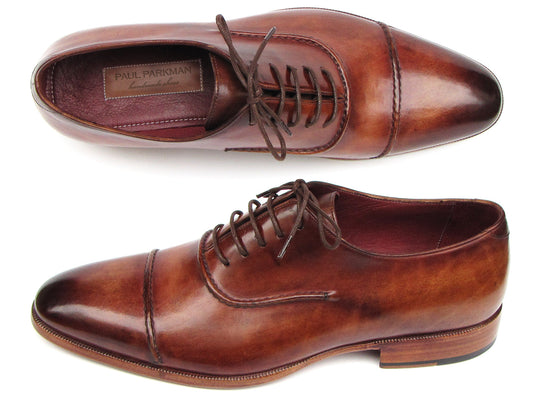 Paul Parkman Men's Captoe Oxfords Brown Hand Painted Shoes - The Distinguished Man Store