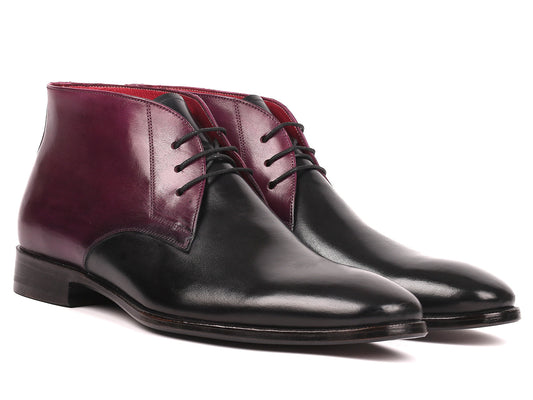 Paul Parkman Men's Chukka Boots Black & Purple (ID#CK68H1) - The Distinguished Man Store