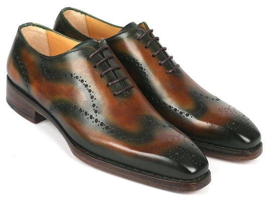 Paul Parkman Goodyear Welted Men's Brown & Green Oxford Shoes - The Distinguished Man Store