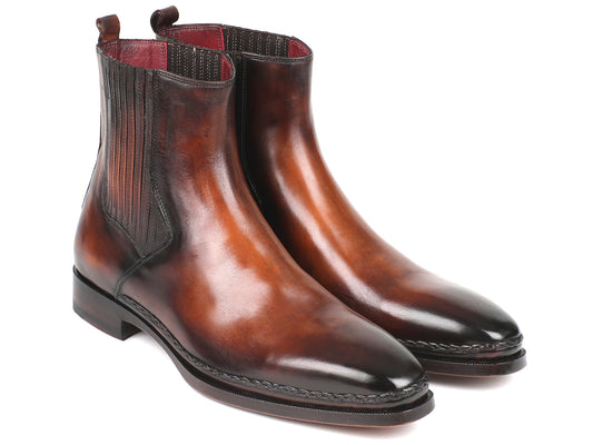 Paul Parkman Chelsea Boots Brown Burnished Leather (ID#BT57-BRW) - The Distinguished Man Store