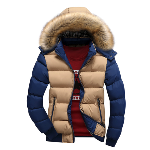 Mens Two Tone Puffer Jacket with Removable Hood - The Distinguished Man Store