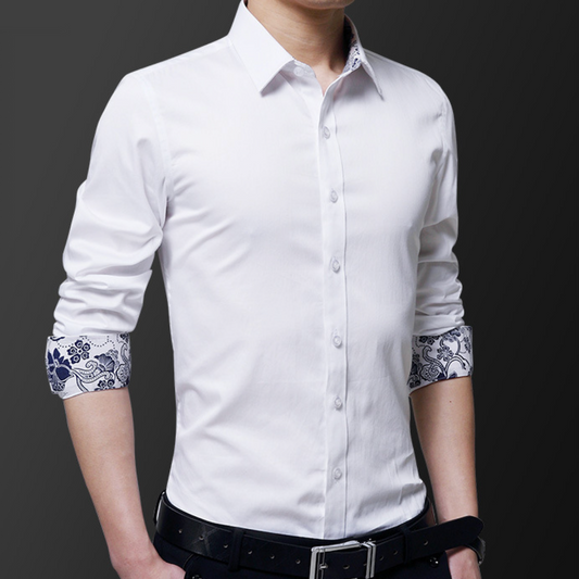 Mens Button Down Shirt with Oriental Inner Details - The Distinguished Man Store