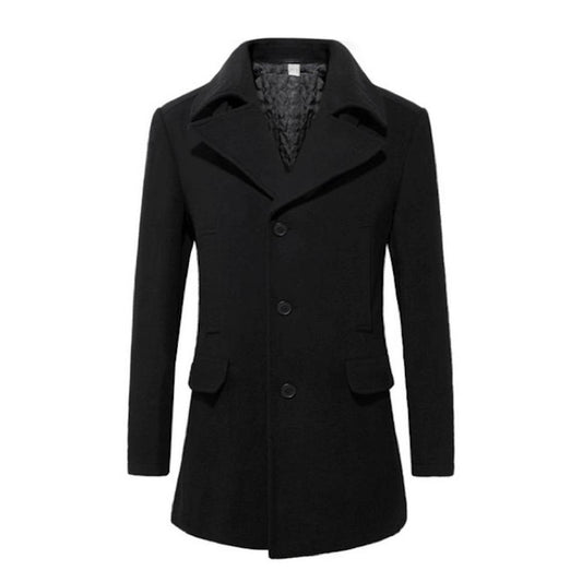 Mens Mid Length Wool Blend Coat - The Distinguished Man Store