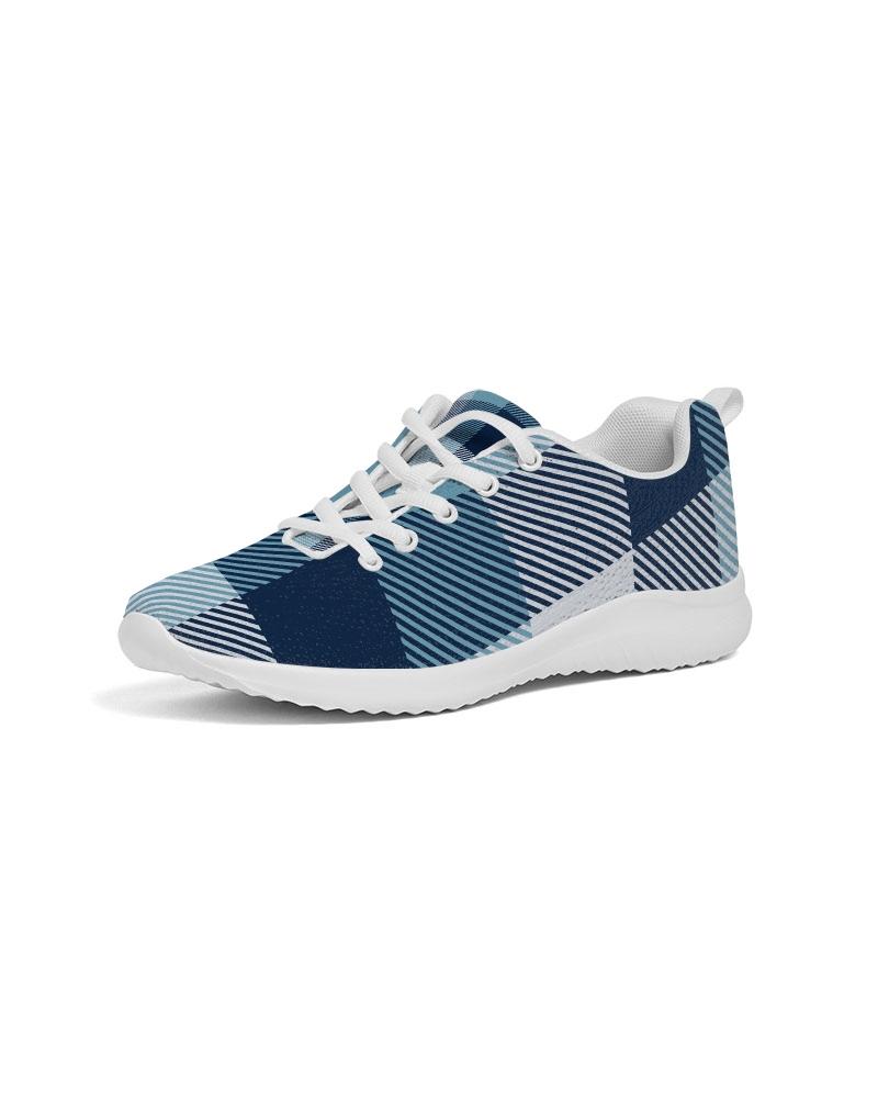 Mens Sneakers, Blue Plaid Low Top Canvas Running Shoes - PZT475 - The Distinguished Man Store