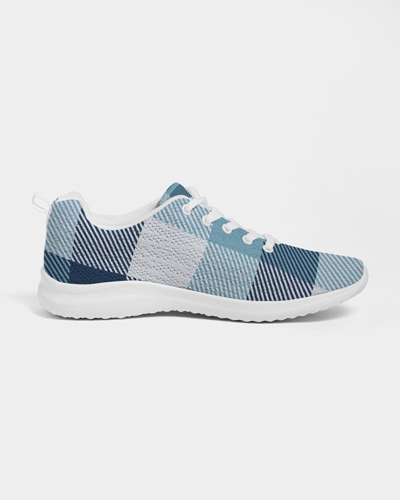 Mens Sneakers, Blue Plaid Low Top Canvas Running Shoes - PZT475 - The Distinguished Man Store