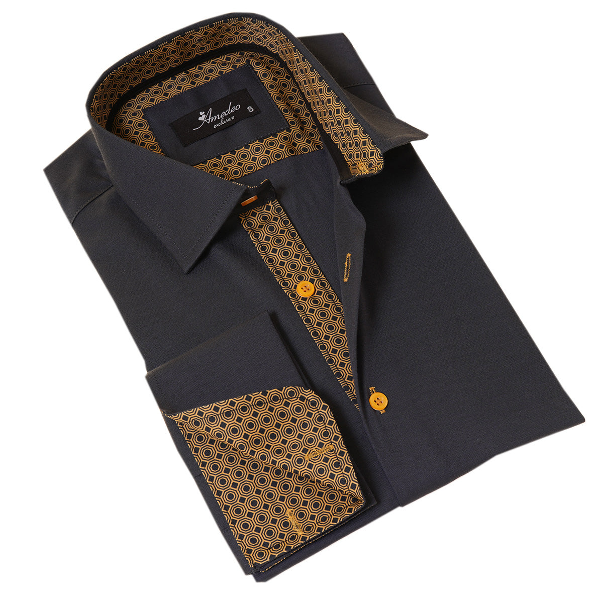 Black inside honeycomb Mens Slim Fit Designer Dress Shirt - tailored - The Distinguished Man Store