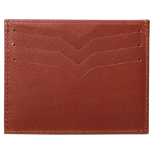 Saffiano Credit Card Wallet Brown - The Distinguished Man Store