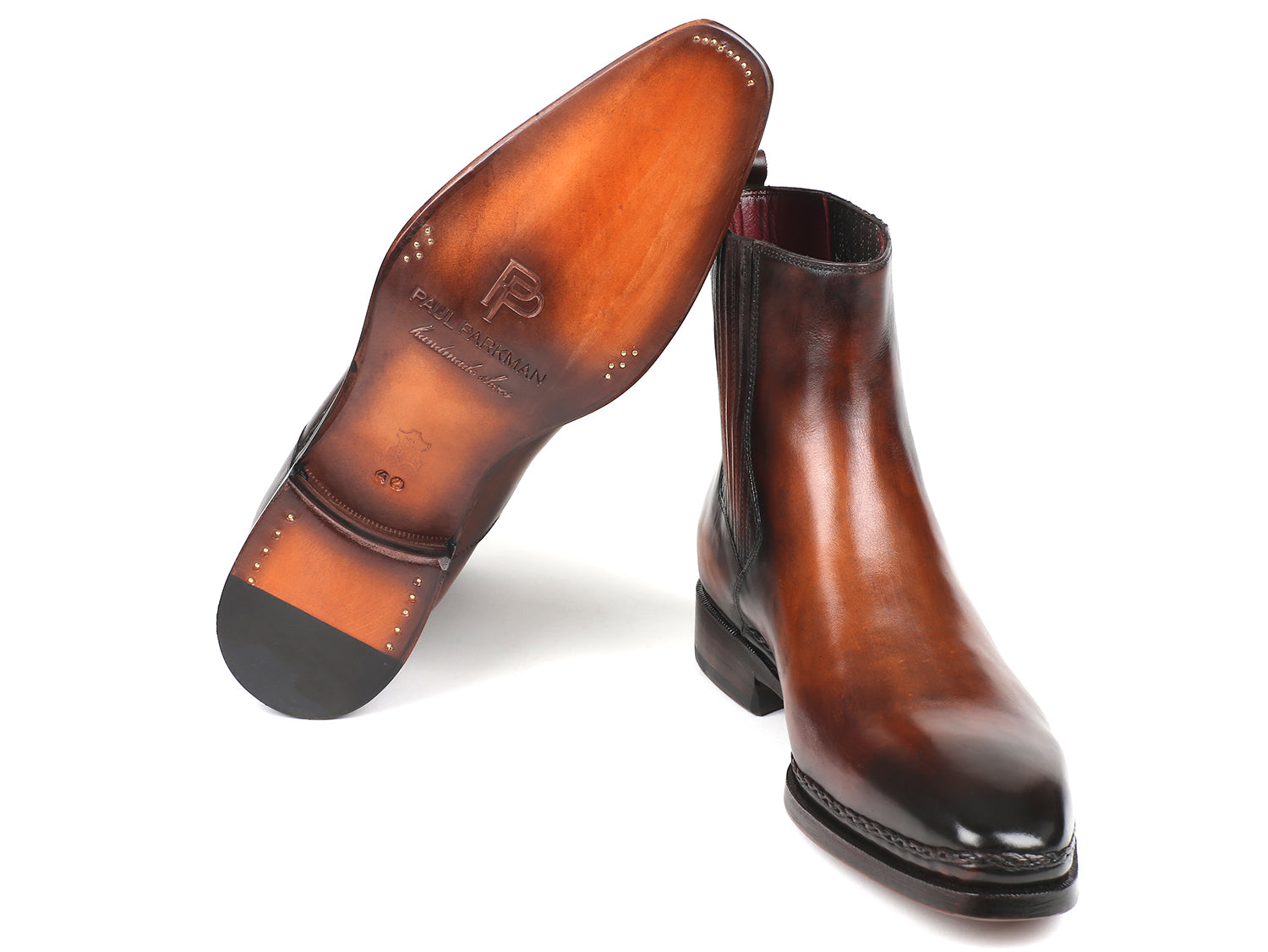 Paul Parkman Chelsea Boots Brown Burnished Leather (ID#BT57-BRW) - The Distinguished Man Store