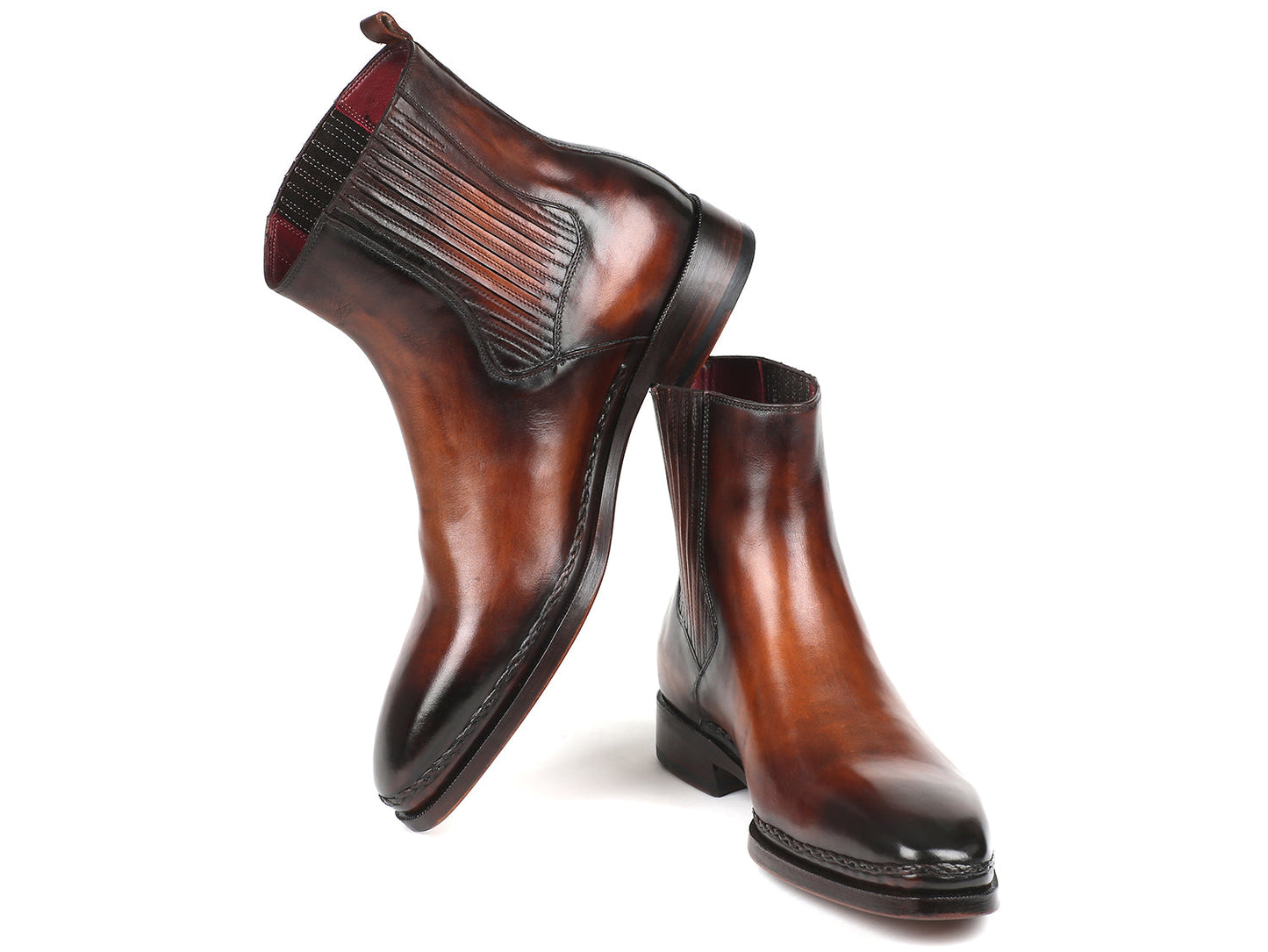 Paul Parkman Chelsea Boots Brown Burnished Leather (ID#BT57-BRW) - The Distinguished Man Store