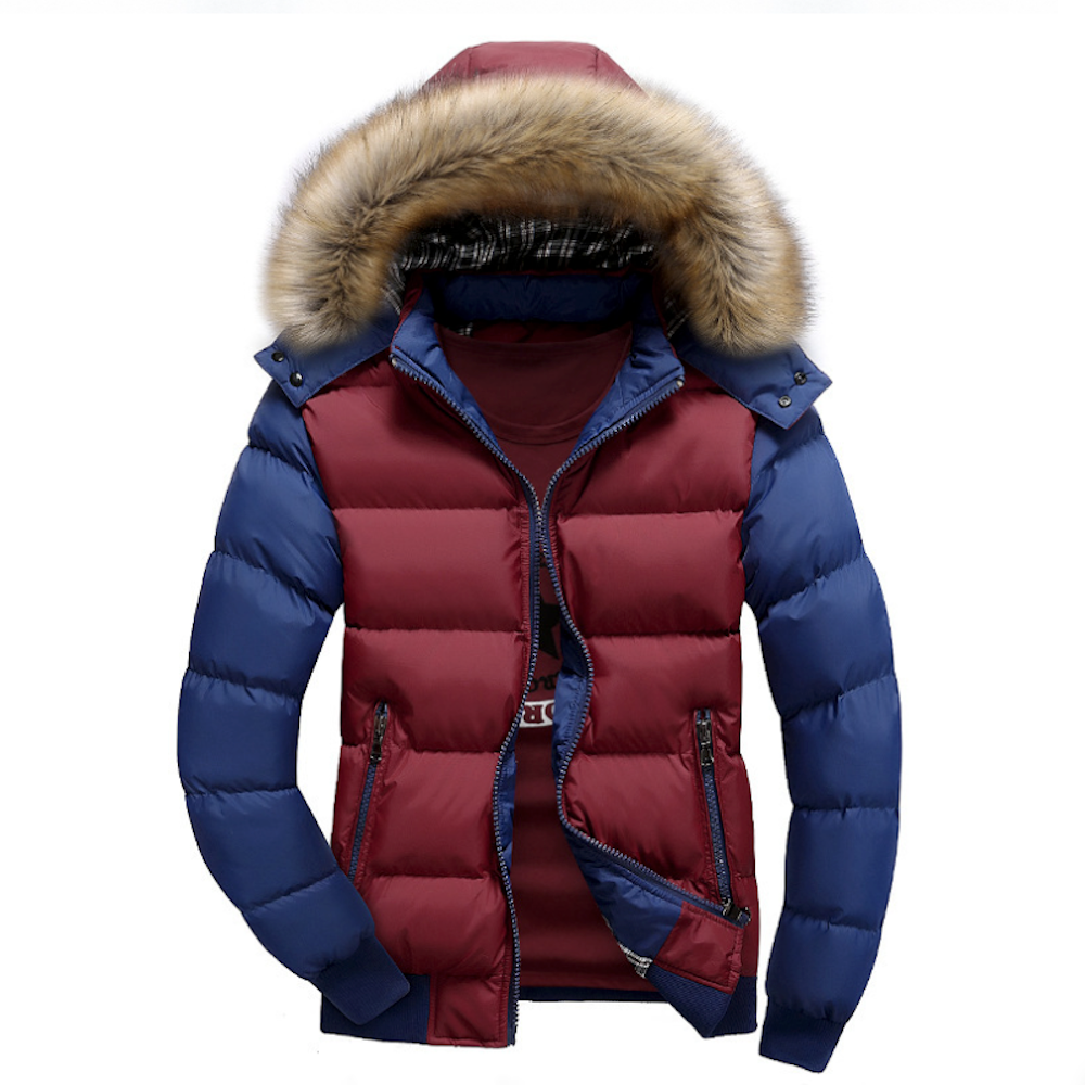 Mens Two Tone Puffer Jacket with Removable Hood - The Distinguished Man Store