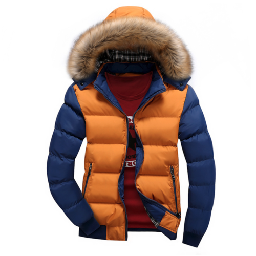 Mens Two Tone Puffer Jacket with Removable Hood - The Distinguished Man Store