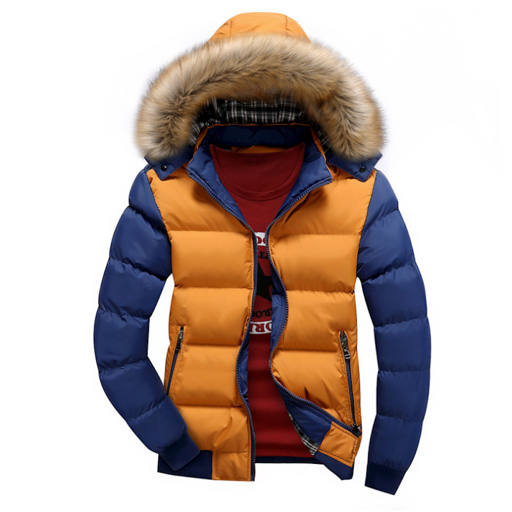 Mens Two Tone Puffer Jacket with Removable Hood - The Distinguished Man Store