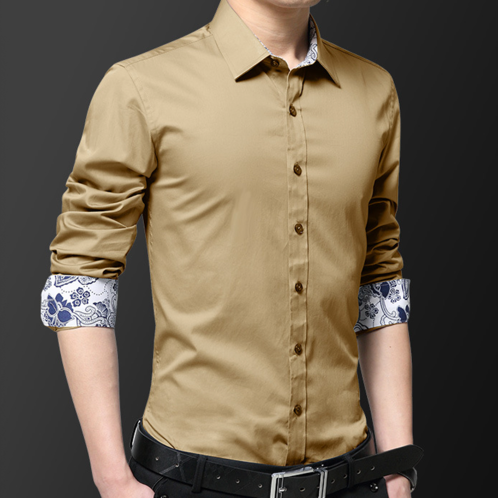 Mens Button Down Shirt with Oriental Inner Details - The Distinguished Man Store