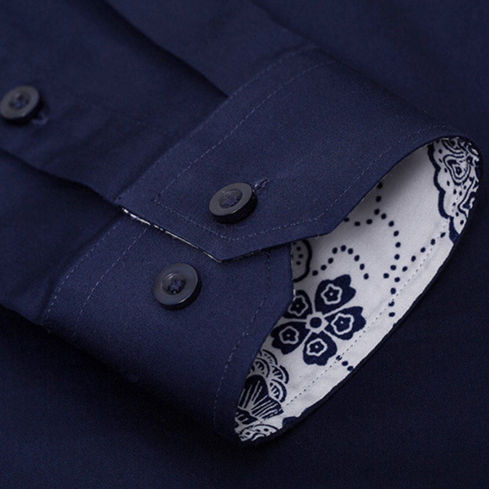 Mens Button Down Shirt with Oriental Inner Details - The Distinguished Man Store