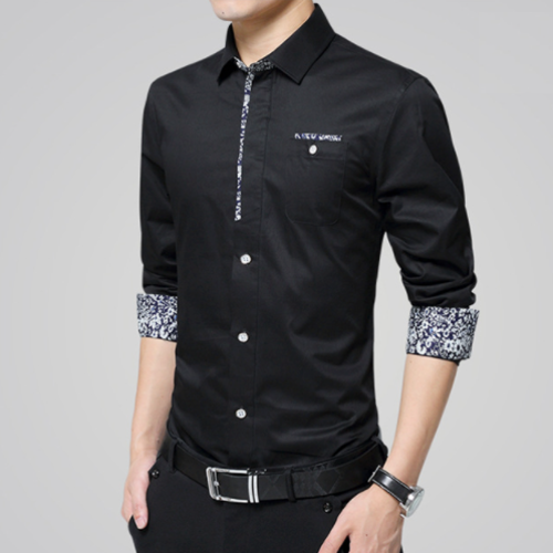 Mens Long Sleeve Button Down Shirt With Floral Details - The Distinguished Man Store