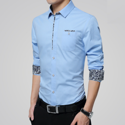 Mens Long Sleeve Button Down Shirt With Floral Details - The Distinguished Man Store