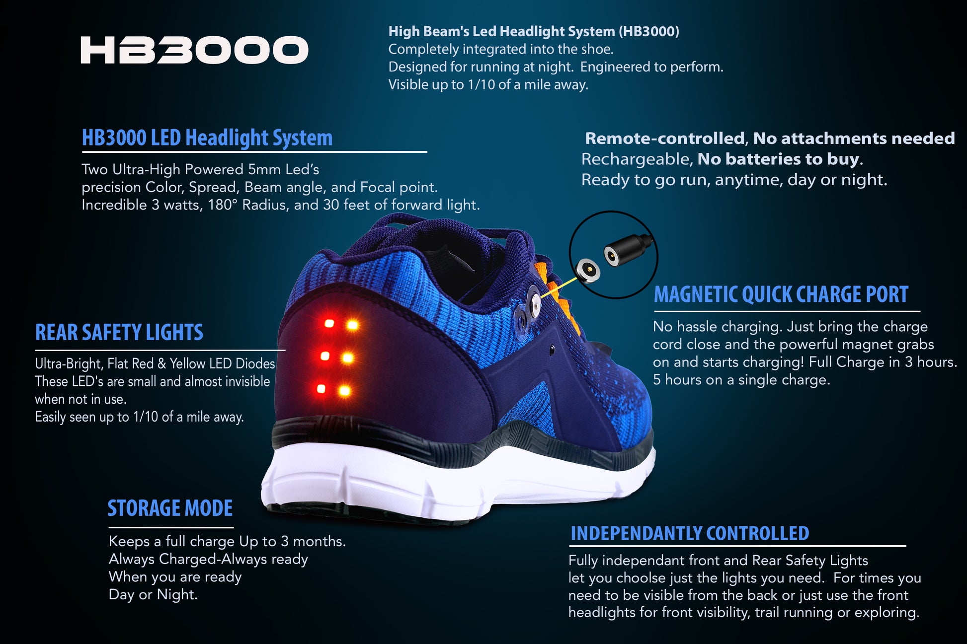 Men's Night Runner Shoes With Built-in Safety Lights - The Distinguished Man Store