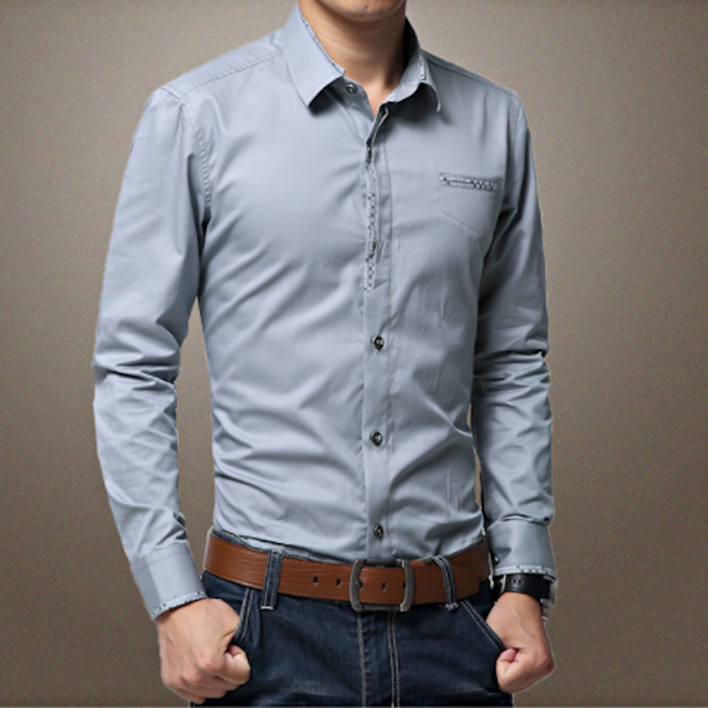 Mens Shirt with Contrasting Pocket and Cuff Details - The Distinguished Man Store