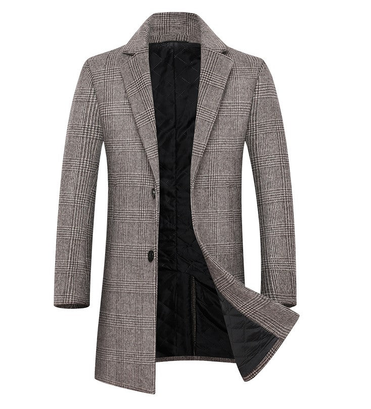 Fashion Plaid Single Breasted Jackets Men's Wool Coats - The Distinguished Man Store