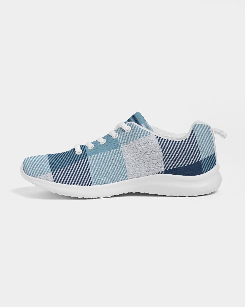 Mens Sneakers, Blue Plaid Low Top Canvas Running Shoes - PZT475 - The Distinguished Man Store