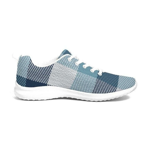 Mens Sneakers, Blue Plaid Low Top Canvas Running Shoes - PZT475 - The Distinguished Man Store